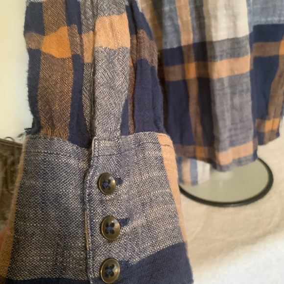 Free People | Preppy in Plaid Ruffled Button Down cute sexy top size M - Picture 13 of 14